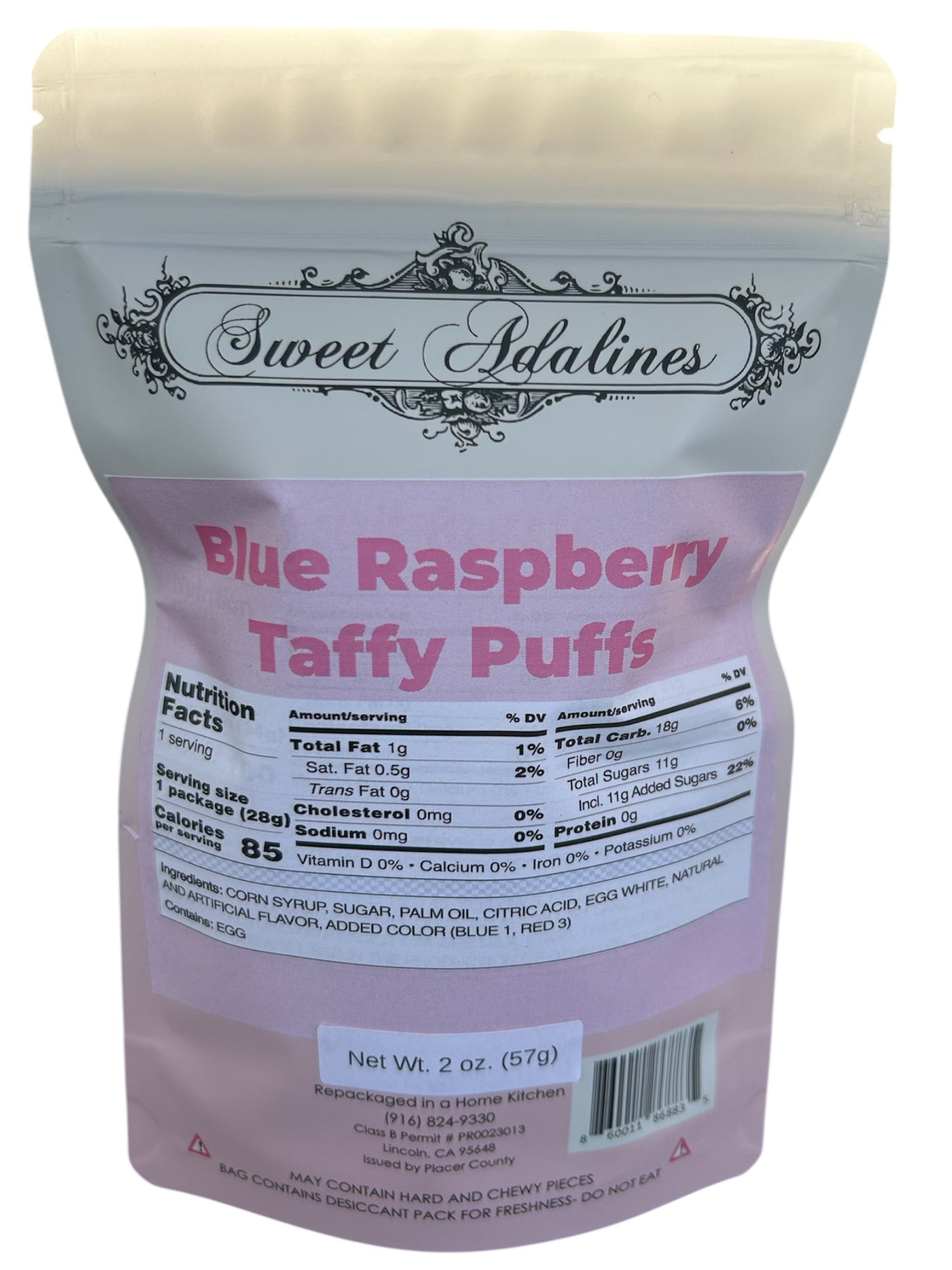 Blue Raspberry Taffy Puffs Bag